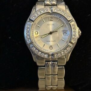 Guess Silver-Tone Watch with Crystal Details